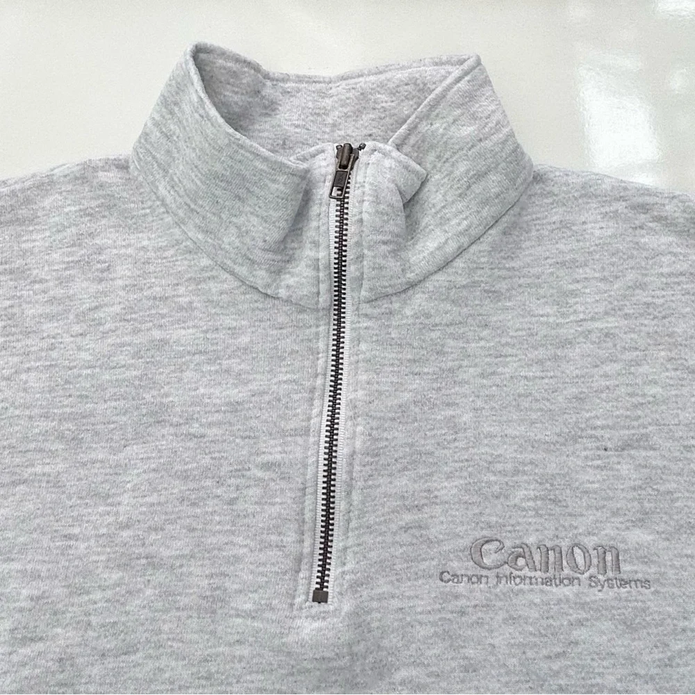 Vintage 90’s Canon Information Systems Quarter Zip Sweatshirt Made In USA XL - Picture 2 of 6